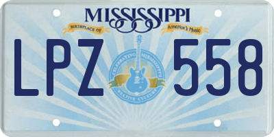 MS license plate LPZ558