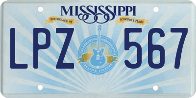 MS license plate LPZ567