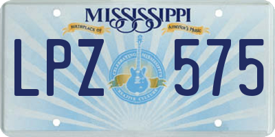 MS license plate LPZ575