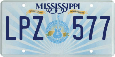 MS license plate LPZ577