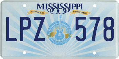 MS license plate LPZ578