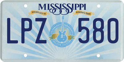 MS license plate LPZ580