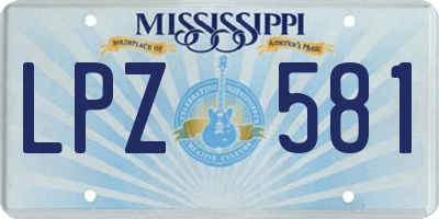 MS license plate LPZ581