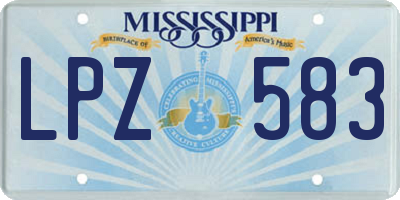 MS license plate LPZ583