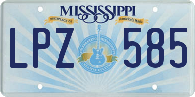 MS license plate LPZ585