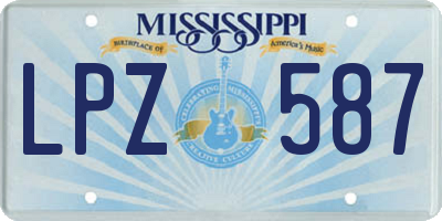 MS license plate LPZ587