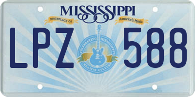MS license plate LPZ588