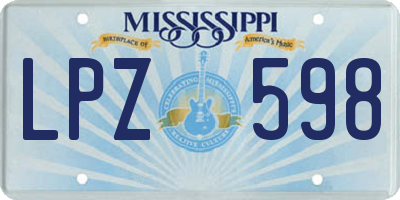 MS license plate LPZ598