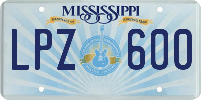 MS license plate LPZ600