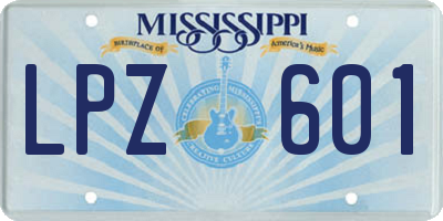 MS license plate LPZ601