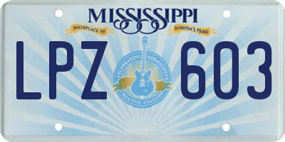MS license plate LPZ603
