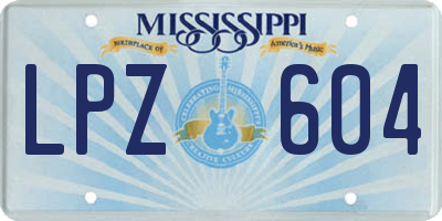 MS license plate LPZ604