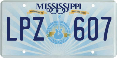 MS license plate LPZ607