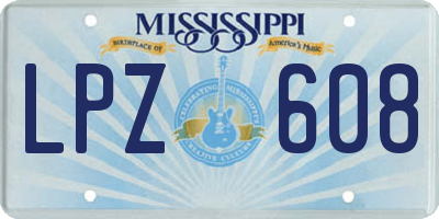 MS license plate LPZ608