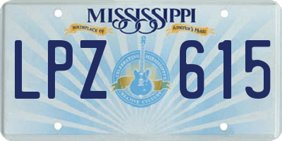 MS license plate LPZ615
