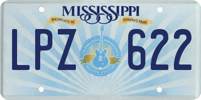 MS license plate LPZ622