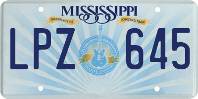 MS license plate LPZ645