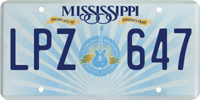 MS license plate LPZ647