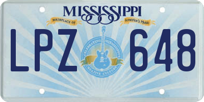 MS license plate LPZ648