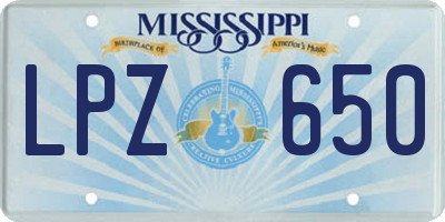MS license plate LPZ650