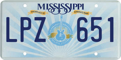 MS license plate LPZ651