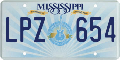 MS license plate LPZ654