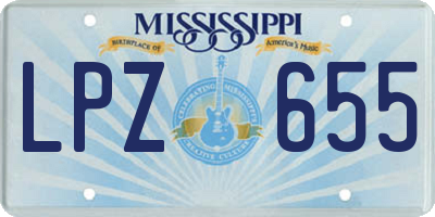 MS license plate LPZ655