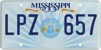 MS license plate LPZ657