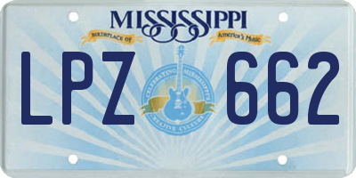 MS license plate LPZ662
