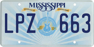 MS license plate LPZ663