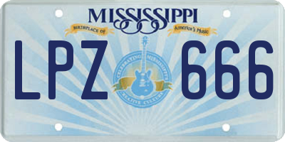 MS license plate LPZ666