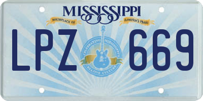 MS license plate LPZ669