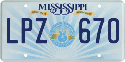 MS license plate LPZ670