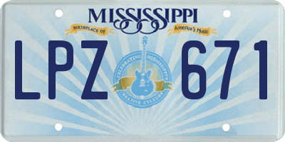 MS license plate LPZ671