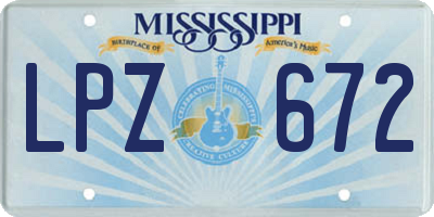 MS license plate LPZ672