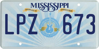 MS license plate LPZ673