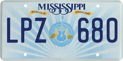 MS license plate LPZ680