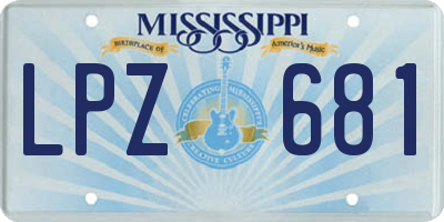 MS license plate LPZ681