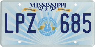 MS license plate LPZ685