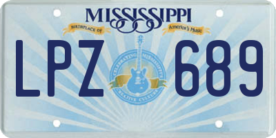 MS license plate LPZ689
