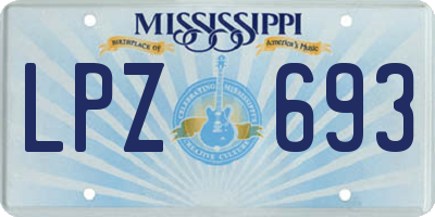 MS license plate LPZ693