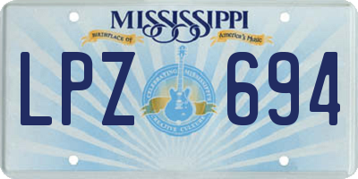MS license plate LPZ694
