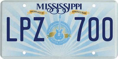 MS license plate LPZ700