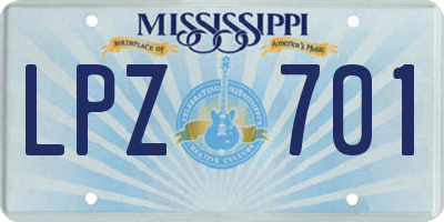 MS license plate LPZ701