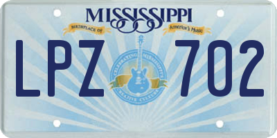 MS license plate LPZ702