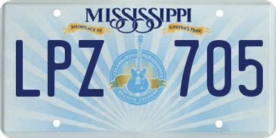 MS license plate LPZ705