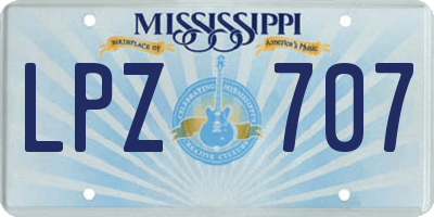MS license plate LPZ707