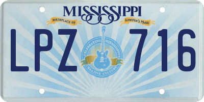 MS license plate LPZ716