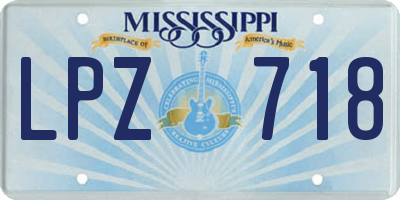 MS license plate LPZ718