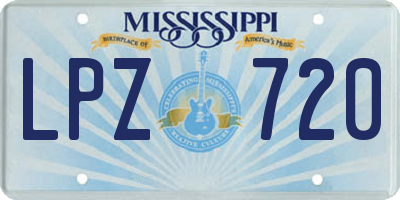 MS license plate LPZ720